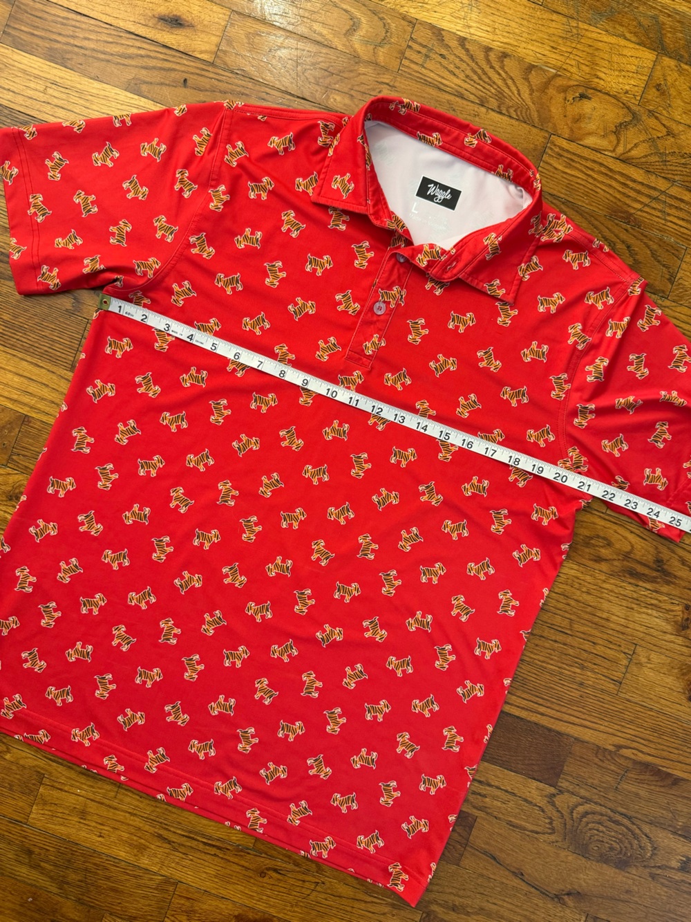 Waggle Golf The GOAT Sunday Red Tiger Stripe Goat Performance Polo Men’s Size L - Picture 6 of 11